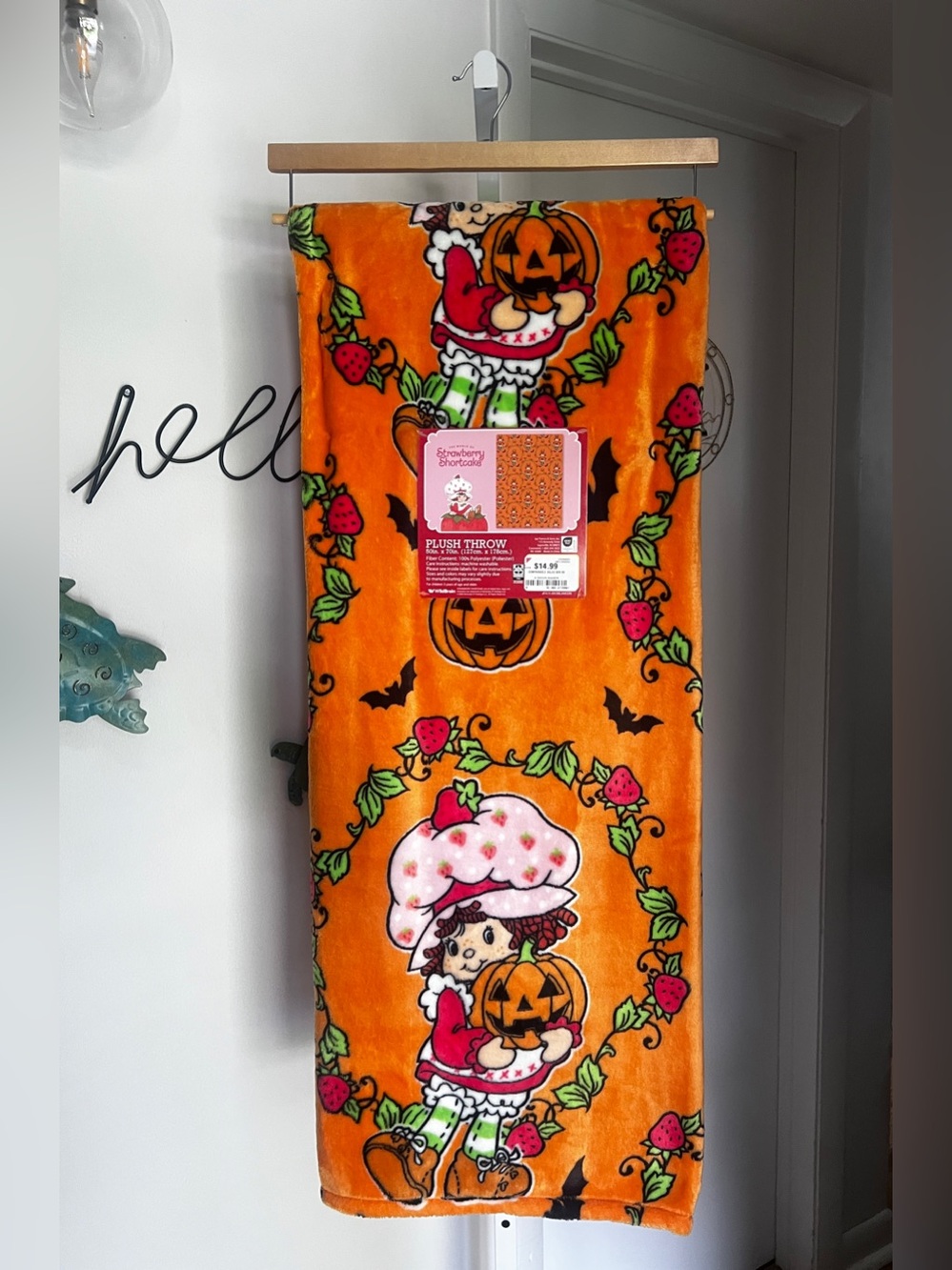 NEW Strawberry Shortcake Orange Halloween Throw Blanket 50”x70” 2026 Bats VIRAL